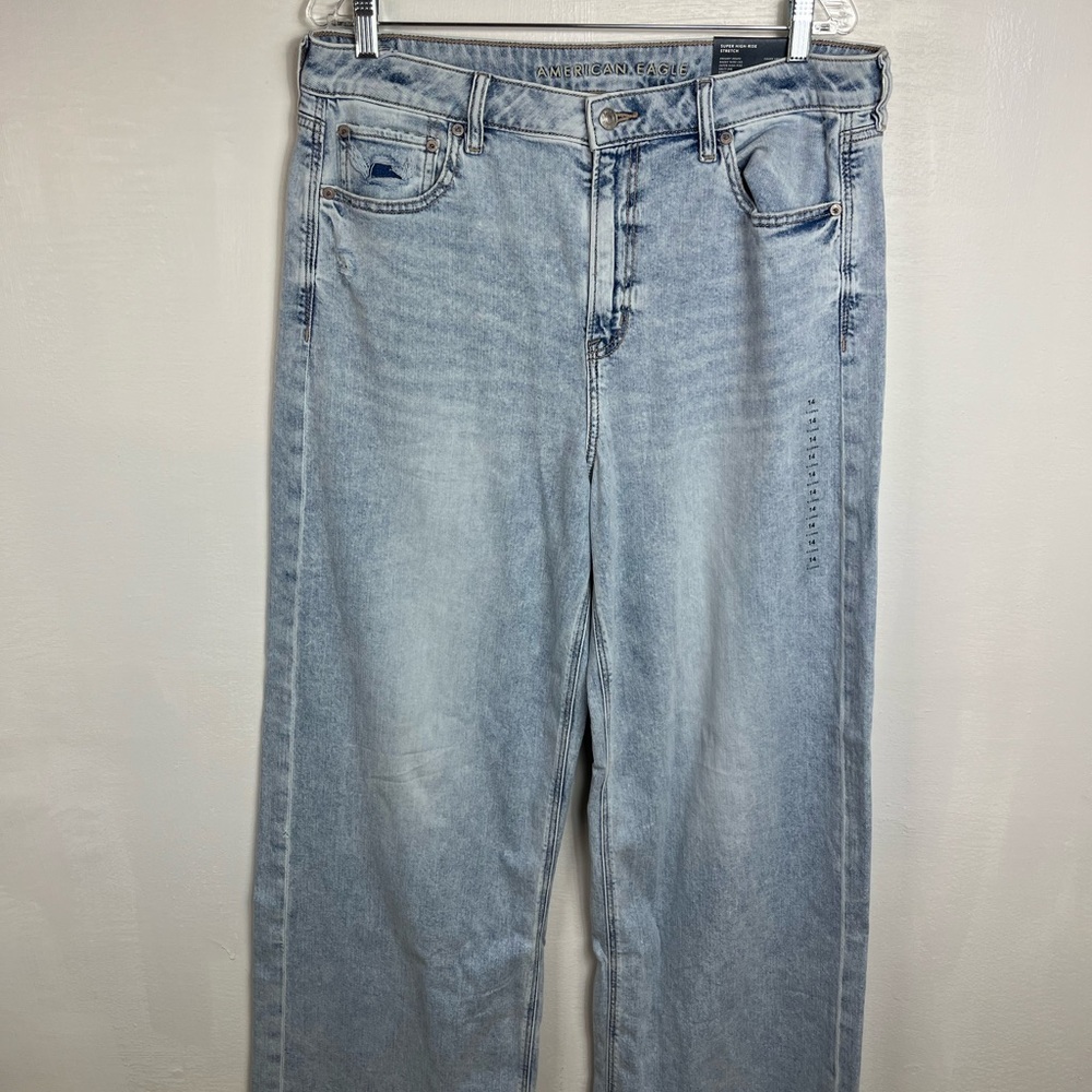 American Eagle Womens Dreamy Drape Baggy Wide Leg Jeans Size 14 X-long